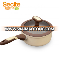 18cm Chocolate Bakelite Heat Resistant Handle Sauce Milk Pan with Lid