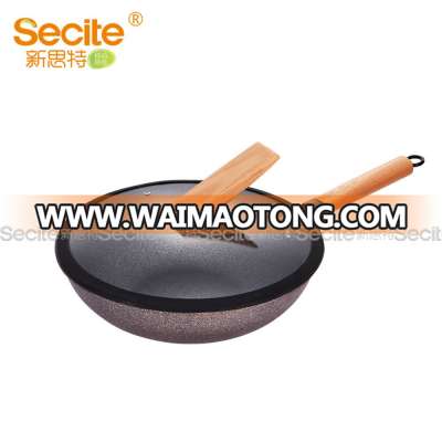 Multi Functional Cast Iron Cookware Frying Pan Wok 32cm with Lid